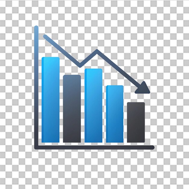 PSD decrease analytics graph icon isolated on transparent background
