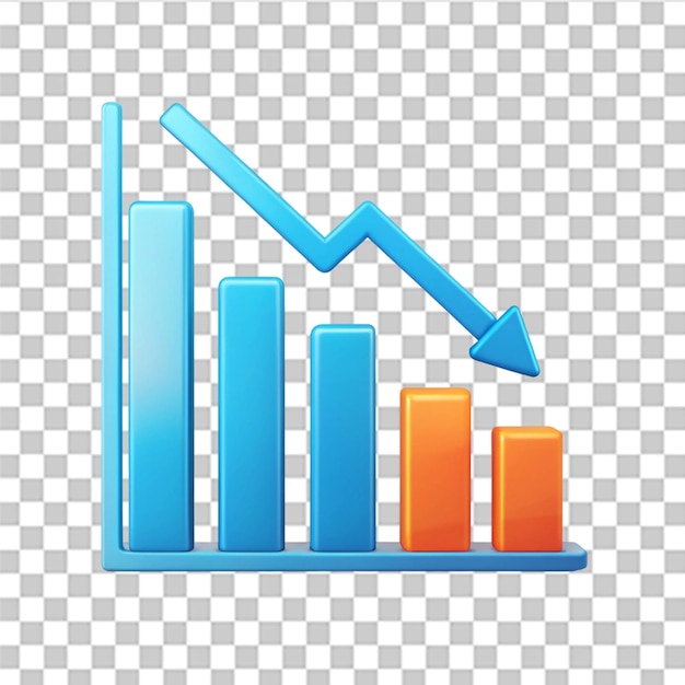 PSD decrease analytics graph icon isolated on transparent background