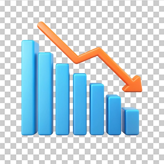 PSD decrease analytics graph icon isolated on transparent background