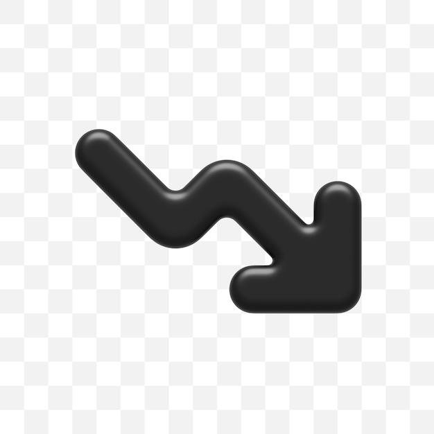 PSD decrease growth statistic arrow icon 3d