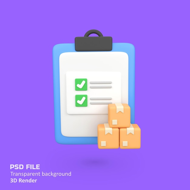 PSD delivery list isolated 3d render icon illustration