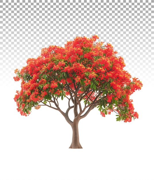 PSD delonix regia tree on transparent background