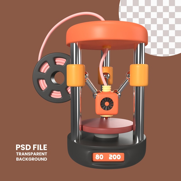 PSD delta 3d printer 3d illustration icon