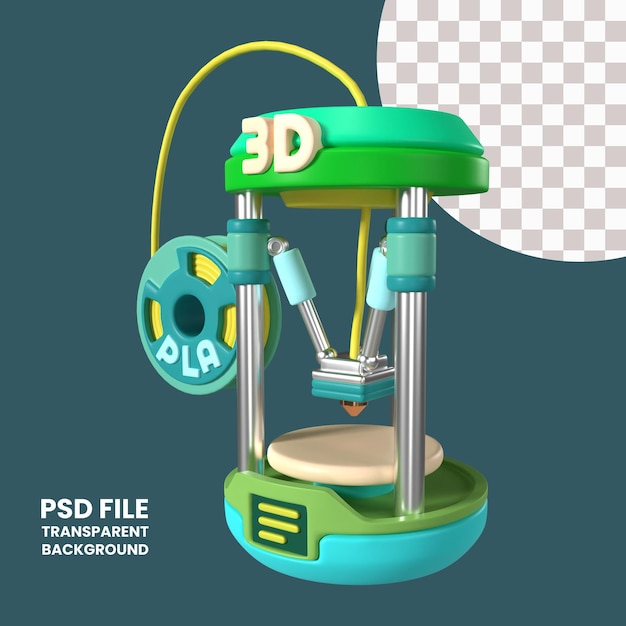 PSD delta 3d printer 3d illustration icon