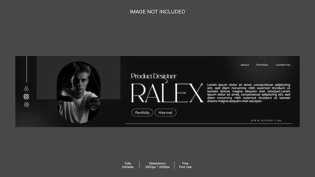 PSD designer portfolio banner in black