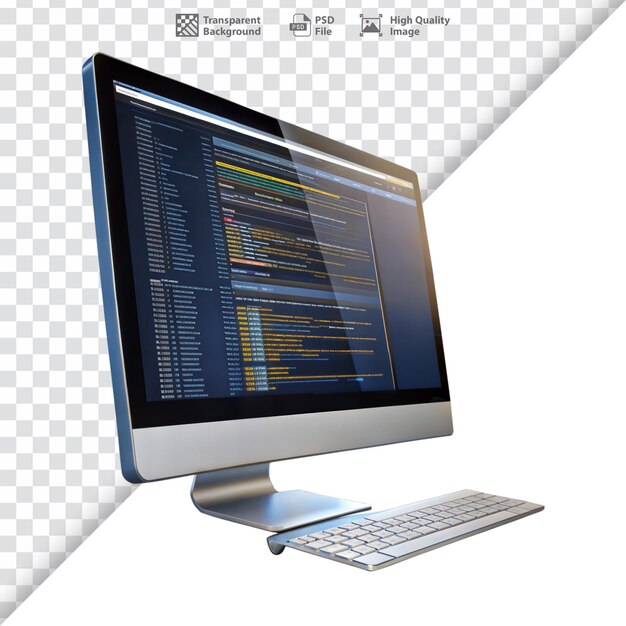 PSD desktop computer screen with coding software symbolizing programming