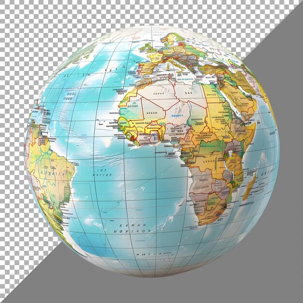 PSD desktop rotating globe earth on transparent background ai generated