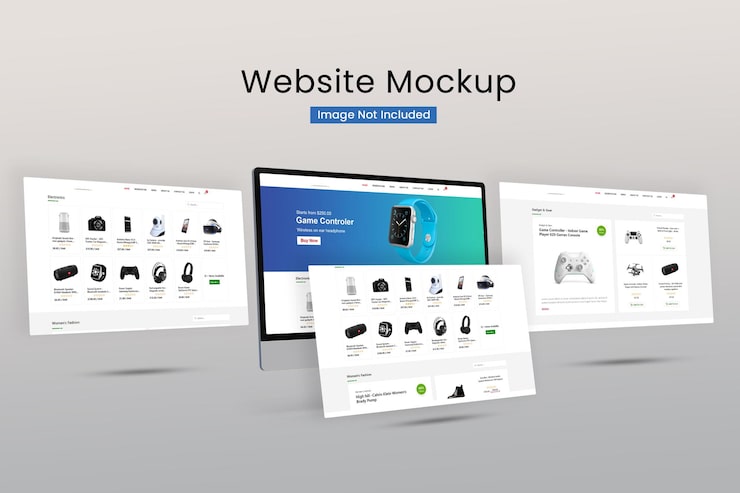 PSD desktop screen with website presentation mockup