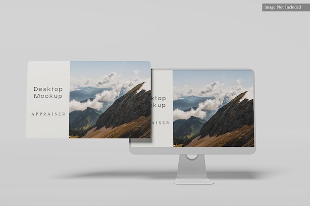 PSD desktop screen with website presentation mockup