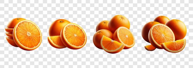 PSD different forms of oranges whole sliced halved and segmented