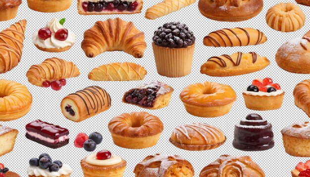 PSD different types of pastries with sweet and savory fillings