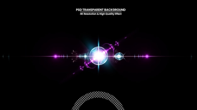 PSD digital lens flare in black bacground horizontal frame