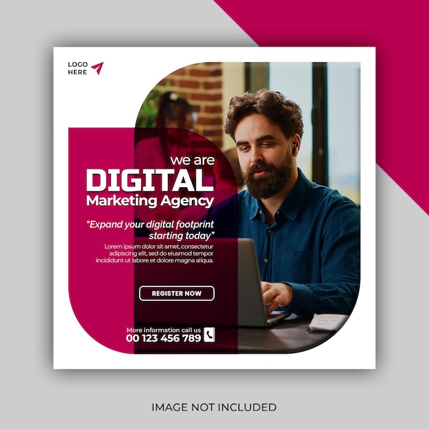 PSD digital marketing agency and corporate social media banner post instagram template