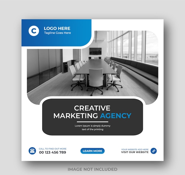 PSD digital marketing agency web banner template, business social media post