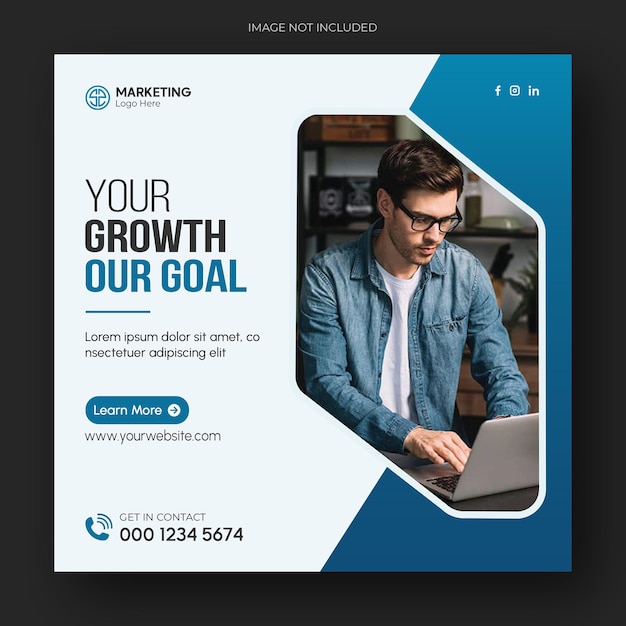 PSD digital marketing corporate social media post and web banner template