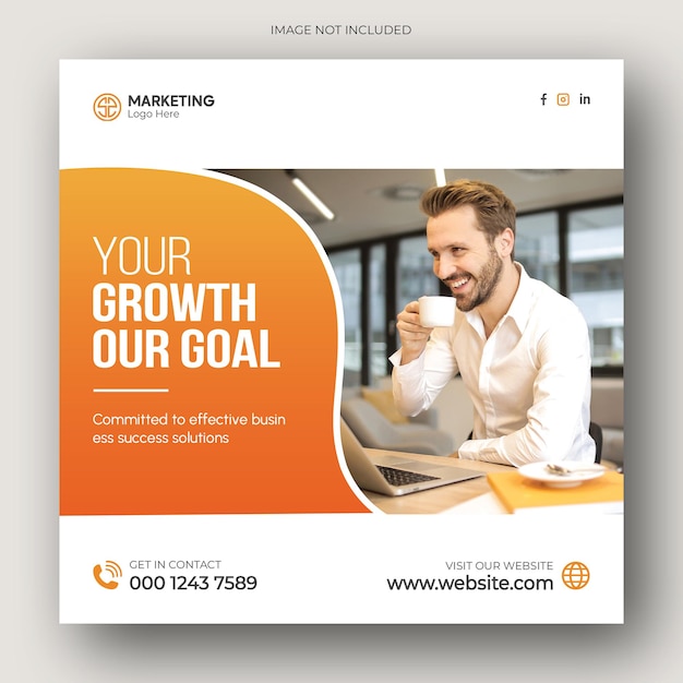 PSD digital marketing professional social media post template and square web banner template