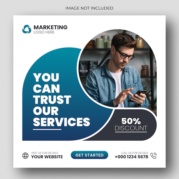 PSD digital marketing web banner and social media post template