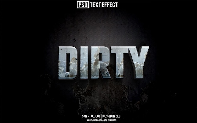 PSD dirty text effect font editable typography 3d text