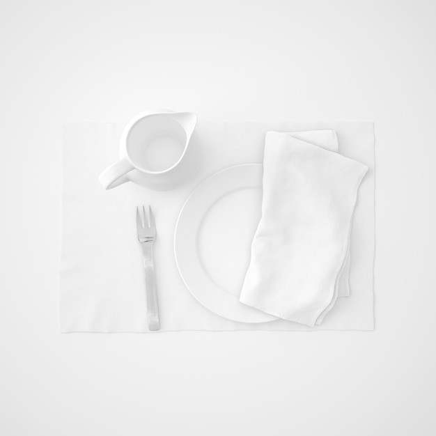 PSD dishware, fork and napkin