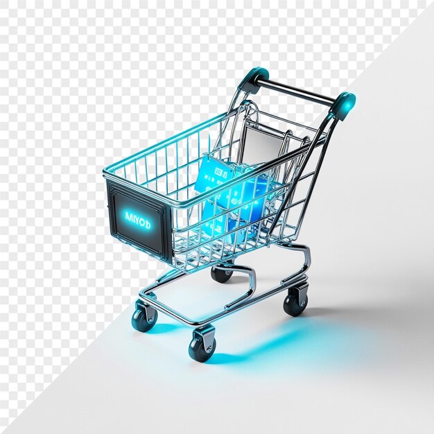 PSD a display of a shopping cart with a clock on it