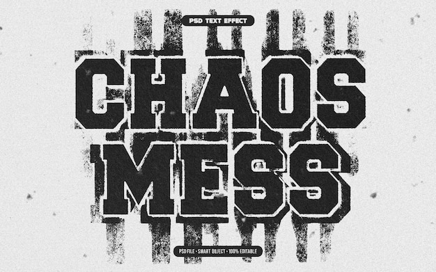 PSD distortion chaos mess editable text effect