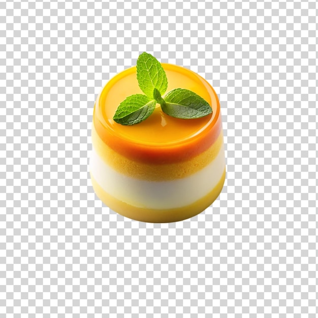 PSD double colored mango panna cotta mousse pudding isolated on transparent background