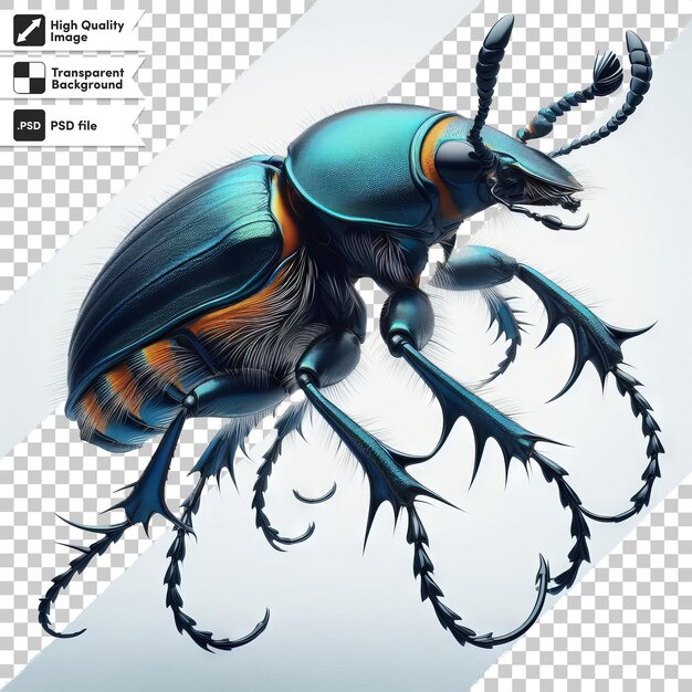 PSD a drawing of a beetle with a picture of a bug on it