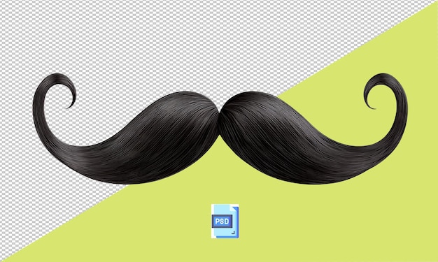 PSD drawing of a black mustache transparent background