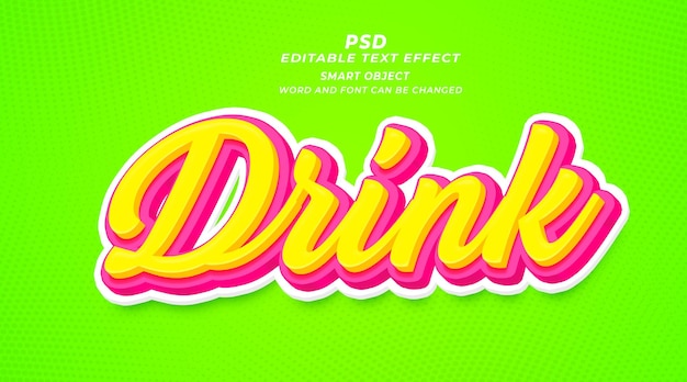 PSD drink 3d editable text effect photoshop template
