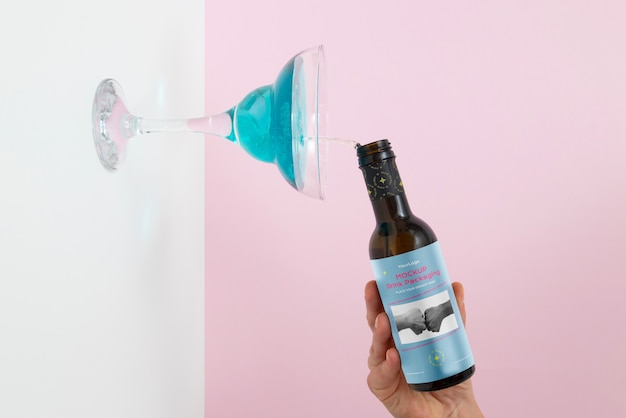 PSD drink packaging in studio mockup