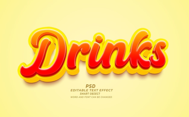 PSD drinks psd 3d editable text effect