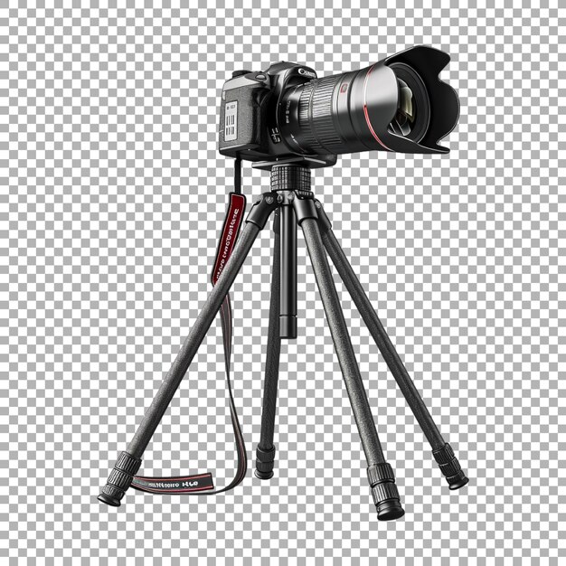 PSD dslr camera on tripod on transparent background ai generated
