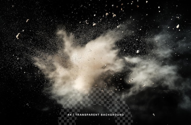 PSD a dynamic dust explosion on transparent background