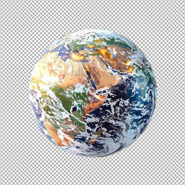 PSD earth isolated transparent background 3d rendering