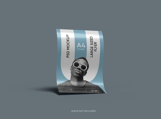 PSD easily customizable blank 16x11 or a4 letter mockup to present your design 3d render