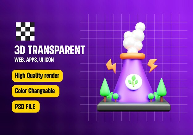 PSD eco factory 3d icon or future things 3d icon