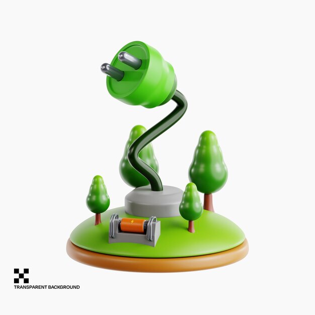 PSD eco power plug on a green energy platform