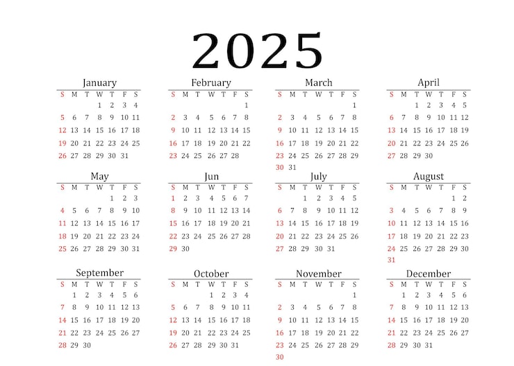 PSD editable 2025 calendar design