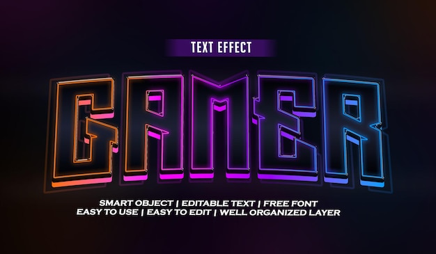 PSD editable gamer text style effect
