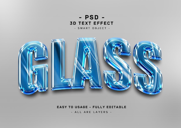 PSD editable glass 3d text style effect