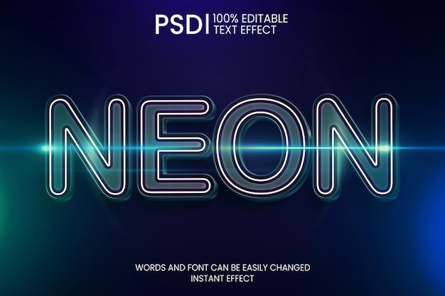 PSD editable glowing neon text effect for photoshop
