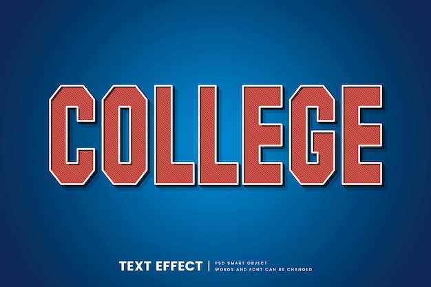 PSD editable retro college text effect