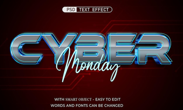 PSD editable text cyber monday 3d style