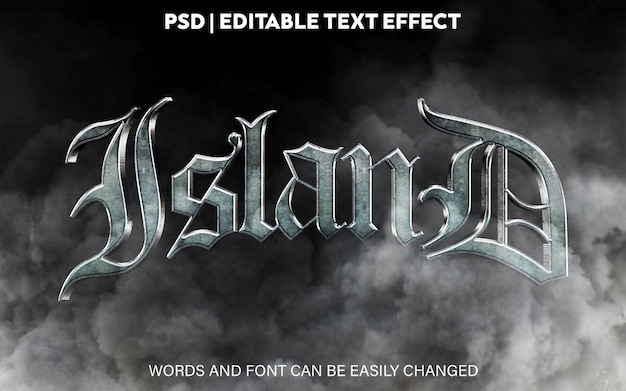 PSD editable text effect island