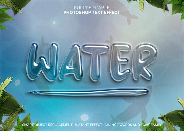 PSD editional text effect water