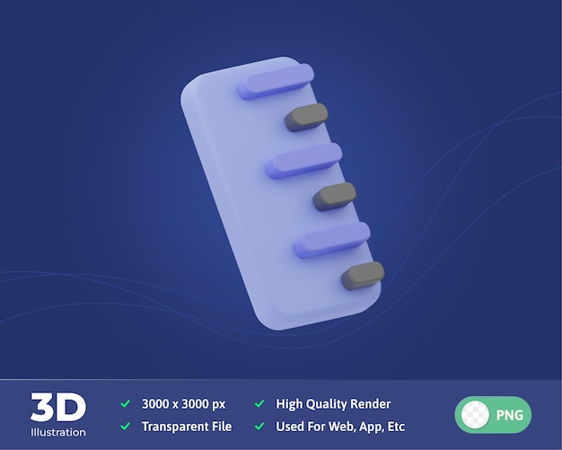 PSD education ruler 3d illustration