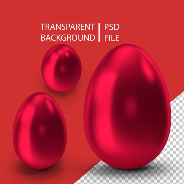 PSD egg red metallic png