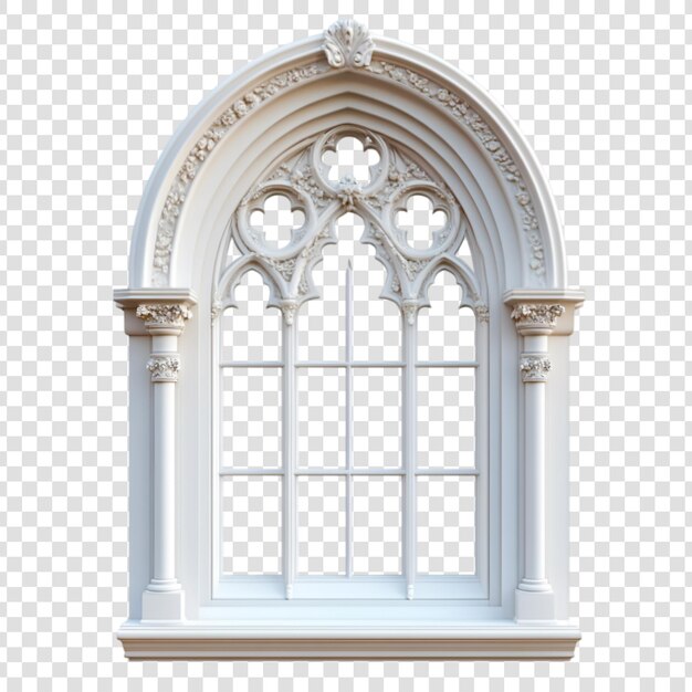 PSD elegant gothic arch window design white frame
