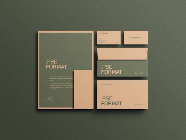 Elegant green stationery mockup