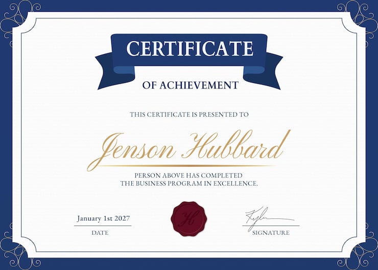 PSD elegant and luxurious certificate of achievement template psd